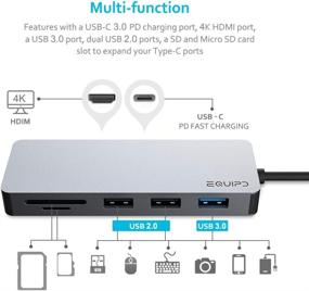 img 3 attached to 🔌 High-Performance EQUIPD USB C Hub: 7-in-1 Adapter with 4K HDMI, 100W Power Delivery, Dual Card Reader, and Multiple USB Ports - Compatible with MacBook Pro, XPS, Chromebook, iPad Pro (2017/2018)