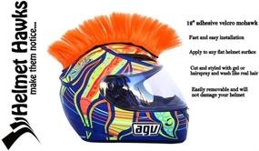 img 2 attached to 🔶 Fluorescent Orange Helmet Hawks Motorcycle Helmet Mohawk with Sticky Hook and Loop Fastener Adhesive