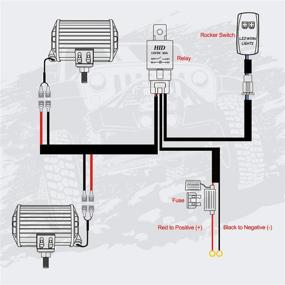 img 3 attached to OFFROADTOWN 2 Leads Wiring Harness with Rocker Switch - Reliable 12V 40A Fuse Power Relay for Heavy Duty Fog Lights, LED Light Bars, Pods - Ideal for Trucks, ATV, UTV, and Boat