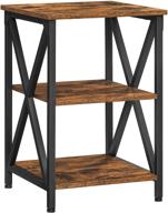 🏡 vasagle end table with x-shaped steel frame: rustic brown nightstand with storage - perfect for living room, bedroom, and farmhouse décor! logo