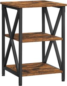 img 3 attached to 🏡 VASAGLE End Table with X-Shaped Steel Frame: Rustic Brown Nightstand with Storage - Perfect for Living Room, Bedroom, and Farmhouse Décor!