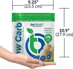 img 2 attached to 🌿 Белковый порошок BioTrust Low Carb натуральный и вкусный - смесь сывороточного и казеинового белка: от коров, выращенных на траве, без гормонов, без ГМО, без сои, без глютена, без антибиотиков (6 вкусов)