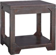 🪑 rustic square end table by signature design: distressed dark brown finish for the ashley rogness collection logo