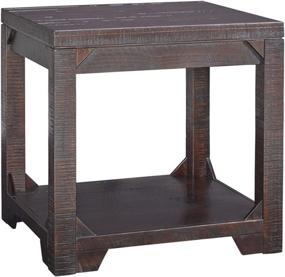 img 4 attached to 🪑 Rustic Square End Table by Signature Design: Distressed Dark Brown Finish for the Ashley Rogness Collection