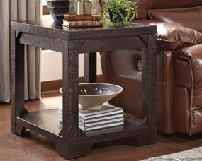 img 3 attached to 🪑 Rustic Square End Table by Signature Design: Distressed Dark Brown Finish for the Ashley Rogness Collection