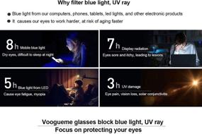 img 1 attached to 🕶️ Stylish Voogueme Black Square Blue Light Blocking Glasses for Women - Protect Eyes from Harmful UV and Prevent Eyestrain | Cassandra FP0668-01