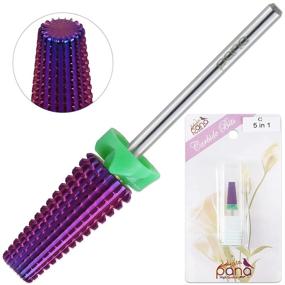 img 2 attached to 💅 PANA Nail Carbide 5 in 1 Bit - Dual Rotation for Left and Right-Handed Use - Rapid Acrylic or Hard Gel Removal - 3/32" Shank - Manicure, Nail Art, Drill Machine (Coarse - C, Purple)