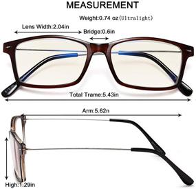 img 3 attached to 👓 Protect Your Eyes with EYEURL Blue Light Blocking Reading Glasses - 2 Pairs, UV Filter, Lightweight Fashion, Rectangle Frame, +2.0 Strength