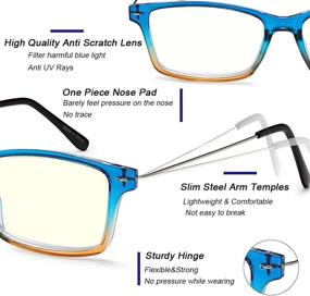 img 2 attached to 👓 Protect Your Eyes with EYEURL Blue Light Blocking Reading Glasses - 2 Pairs, UV Filter, Lightweight Fashion, Rectangle Frame, +2.0 Strength