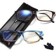 👓 protect your eyes with eyeurl blue light blocking reading glasses - 2 pairs, uv filter, lightweight fashion, rectangle frame, +2.0 strength logo