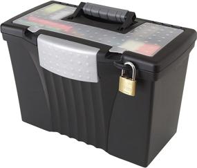 img 1 attached to 📁 Black Plastic Office File Storage Box for Letter and Legal Hanging Folders - Storex Legal File Box with Organizer Lid, 17.13 x 9.63 x 11 Inches, 1-Count (61510U01C)