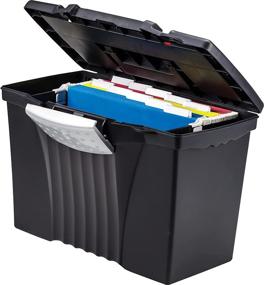 img 2 attached to 📁 Black Plastic Office File Storage Box for Letter and Legal Hanging Folders - Storex Legal File Box with Organizer Lid, 17.13 x 9.63 x 11 Inches, 1-Count (61510U01C)