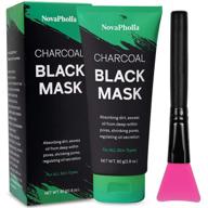 novapholia 80g charcoal black peel off mask with brush - purifying deep cleanser for blackheads on face & nose - anti-aging, oil control, acne and uneven skin tones logo