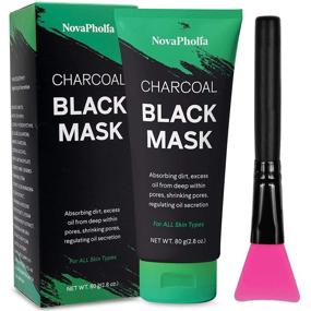 img 4 attached to Novapholia 80g Charcoal Black Peel Off Mask with Brush - Purifying Deep Cleanser for Blackheads on Face & Nose - Anti-Aging, Oil Control, Acne and Uneven Skin Tones
