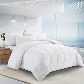 img 3 attached to 💤 Puredown Mid-weight All-Season Down Alternative Quilted Comforter | Full/Queen Size Bed (90x90 inch, White)