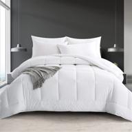 💤 puredown mid-weight all-season down alternative quilted comforter | full/queen size bed (90x90 inch, white) logo