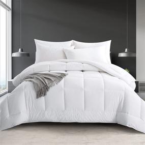 img 4 attached to 💤 Puredown Mid-weight All-Season Down Alternative Quilted Comforter | Full/Queen Size Bed (90x90 inch, White)