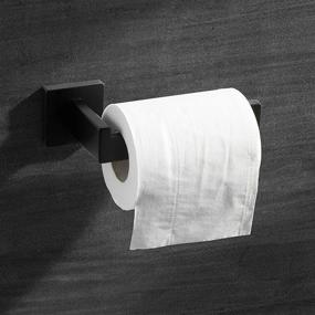 img 1 attached to 🚽 HITSLAM Matte Black Toilet Paper Holder Wall Mount | Premium 304 Stainless Steel Bathroom Tissue Roll Holder | Rustproof & Square Design