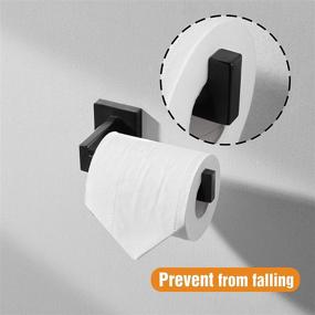 img 3 attached to 🚽 HITSLAM Matte Black Toilet Paper Holder Wall Mount | Premium 304 Stainless Steel Bathroom Tissue Roll Holder | Rustproof & Square Design