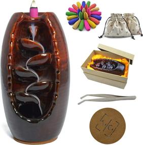 img 4 attached to 🌊 Lawton Waterfall Incense Burner with Backflow Smoke - Ceramic Home Decor and an Ideal Gift for Positive Energy and Relaxation - Includes Gift Box and 120 Incense Cones
