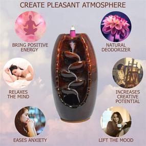 img 1 attached to 🌊 Lawton Waterfall Incense Burner with Backflow Smoke - Ceramic Home Decor and an Ideal Gift for Positive Energy and Relaxation - Includes Gift Box and 120 Incense Cones