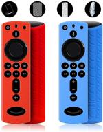 🔴 2-pack silicone firestick remote cover - compatible with 4k firestick tv stick, firetv remote cover - lightweight anti-slip shockproof (red+blue) logo