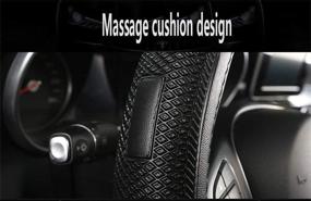 img 1 attached to 🚗 Sholer D Shape Steering Wheel Cover: Premium Microfiber PU Leather, Anti-Slip, Universal Fit for 14.5-15 inch Diameter, Easy Installation (BLACK)