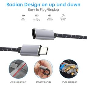 img 2 attached to 🔌 3,3-футовый удлинитель USB C – Кабель быстрой зарядки USB 3.1 Type C с разъемами Male и Female для Nintendo Switch, MacBook Pro, iPad Pro, Dell XPS MS, Surface Go