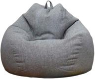 🧸 premium stuffed animal storage bean bag chair cover – stuffable zipper beanbag cover, cotton linen memory foam replacement cover for adults and kids (no filler) logo