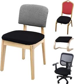 img 1 attached to Enhance Your Dining Experience with Voilamart Dining Chair Seat 🪑 Covers - Pack of 4, Stretchy, Removable, and Washable - Black