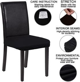 img 2 attached to Enhance Your Dining Experience with Voilamart Dining Chair Seat 🪑 Covers - Pack of 4, Stretchy, Removable, and Washable - Black