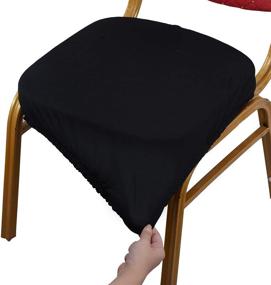 img 4 attached to Enhance Your Dining Experience with Voilamart Dining Chair Seat 🪑 Covers - Pack of 4, Stretchy, Removable, and Washable - Black