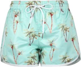 img 2 attached to 🩳 HONG DI HAO Women's Floral Swim Shorts with Pockets - Elastic Waistband Board Shorts for Beachwear