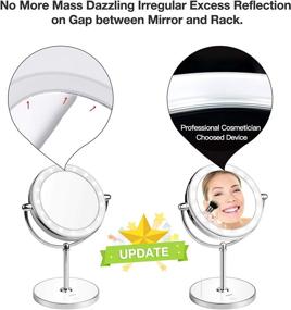 img 3 attached to 💄 KDKD Lighted Makeup Mirror: Cordless & Rechargeable, Double Sided 1X-7X Magnification, Round Shape with Touch Button Base