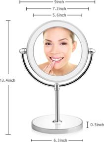 img 1 attached to 💄 KDKD Lighted Makeup Mirror: Cordless & Rechargeable, Double Sided 1X-7X Magnification, Round Shape with Touch Button Base