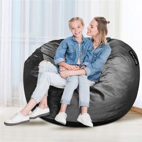 img 3 attached to 🪑 ANUWAA 4-Foot Memory Foam Bean Bag Chair for Adults - Big Black Sofa with Fluffy Removable Microfiber Cover - Ideal Furnishing for Dorm Room and Living Room