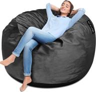 🪑 anuwaa 4-foot memory foam bean bag chair for adults - big black sofa with fluffy removable microfiber cover - ideal furnishing for dorm room and living room logo