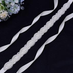 img 1 attached to Pearl Bridal Belt Sash for Women, Beaded Dress Belt for Bridesmaid Dresses and Weddings