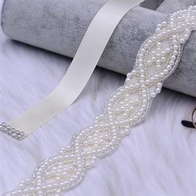 img 2 attached to Pearl Bridal Belt Sash for Women, Beaded Dress Belt for Bridesmaid Dresses and Weddings