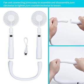 img 2 attached to 💨 Portable 2-in-1 Neck Fan - Hands-Free USB Neckband Fan with Power Display for Outdoor Travel, Adjustable 3 Speeds