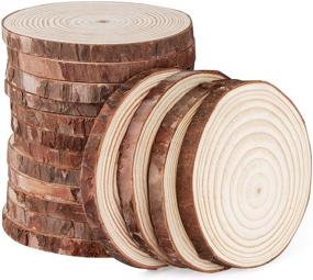 img 4 attached to 🌲 Ilauke Wood Slices 20-Piece Pack of 3.9"-4.3" Unfinished Wood Rounds with Bark for Coasters, Centerpieces, Wedding Decor, Rustic Crafts, Wooden Christmas Ornaments