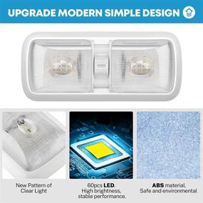img 2 attached to 🔦 Kohree Upgrade 700 Lumen LED RV Ceiling Double Dome Light Fixture, 5 Pack 12V Camper Interior Lighting with ON/Off Switch for Trailer RV Car Boat, Clear Cover – Natural White 4000-4500K, 60 X 5050SMD
