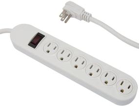 img 3 attached to Premium 6-Outlet Power Strip | 10ft Long Power Cord, LED Indicator | White Finish