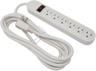 premium 6-outlet power strip | 10ft long power cord, led indicator | white finish logo