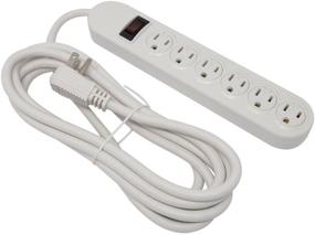 img 4 attached to Premium 6-Outlet Power Strip | 10ft Long Power Cord, LED Indicator | White Finish