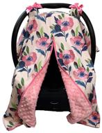 👶 baby gear carseat canopy in pink and blue abstract watercolor flower design with pink minky logo