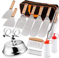 🍳 26-piece leonyo griddle accessories set: heavy-duty stainless steel grill griddle spatula for cast iron flat top teppanyaki hibachi hamburger cooking. includes carry bag, chef gift, melting dome, and s hook logo