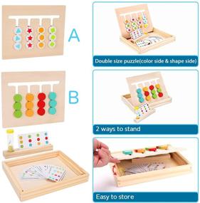 img 3 attached to 🧩 Montessori Slide Puzzle Color & Shape Matching Brain Teasers Logic Game – Educational Wooden Toy for Kids 3-7 Years – Travel Size - Perfect Birthday or Christmas Gift