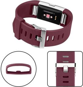img 2 attached to 🌈 4-Pack of Classic Soft Silicone Sport Bands for Fitbit Charge 2 - Compatible with Men and Women - Adjustable Replacement Wristbands (Large Size) in Black, Gray, Wine Red, and Blue