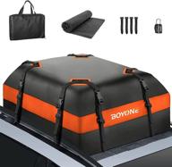 🚙 boyone car roof bag - waterproof roof cargo carrier, 15 cubic feet for all cars with/without roof cargo box | includes anti-slip mat, 8 reinforced straps, 4 door hooks, storage bag, luggage lock logo